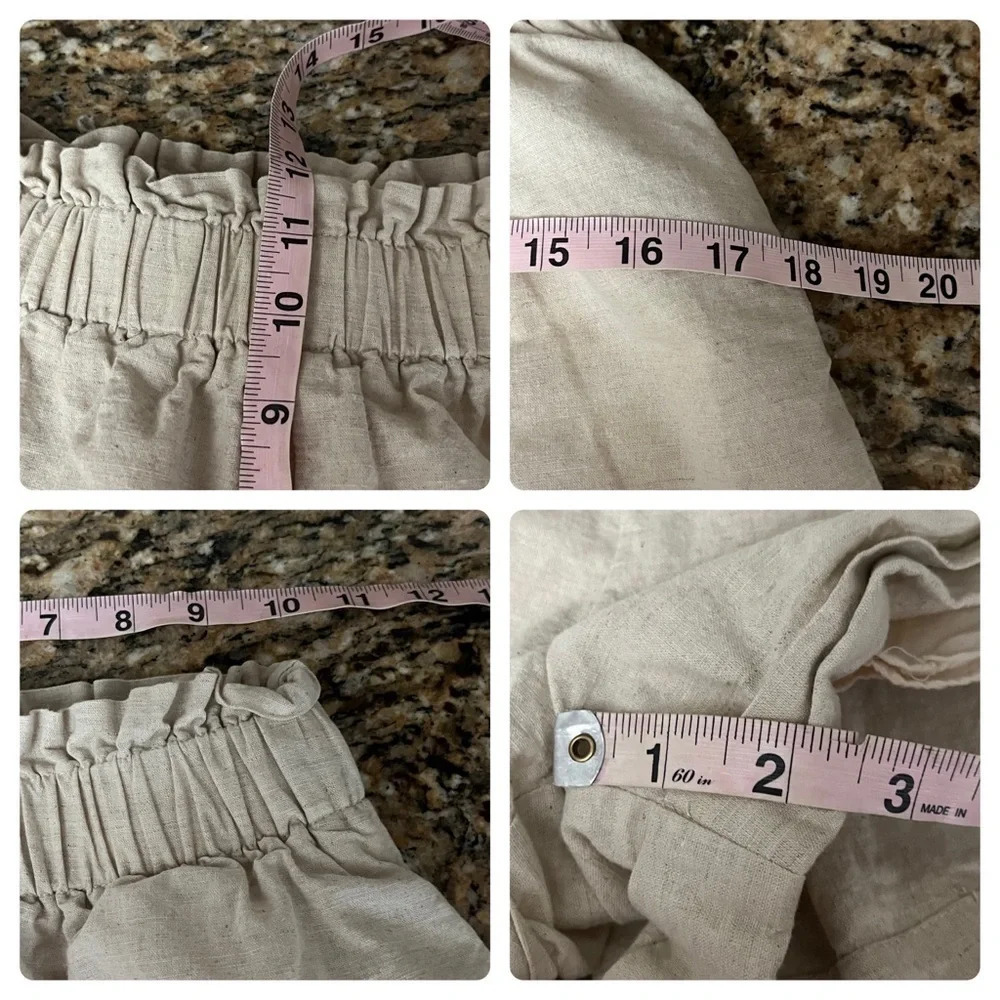 Crescent Beige High Rise Linen Shorts Women Size S Classic Coastal Old Money - Picture 4 of 10